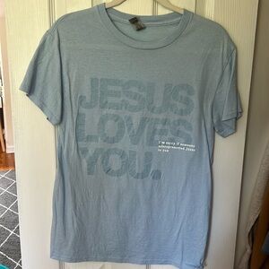 Jesus Loves You Blue Monochromatic Tee NWOT